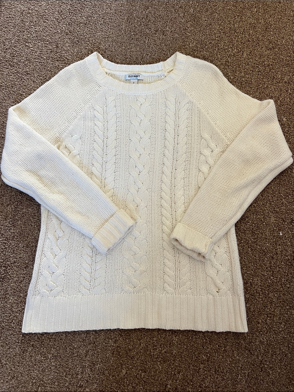 Old Navy Cream Cable-Knit Crewneck Sweater